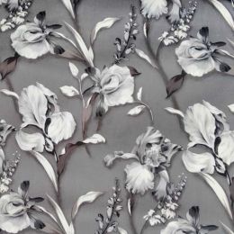 Микровелюр Цветы - Ирис серый - Мебельная ткань Цветы
